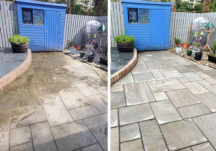 Jet washing store a patio