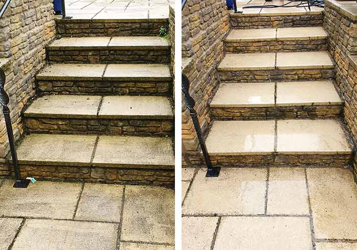 Before and After Stone Step Cleaning