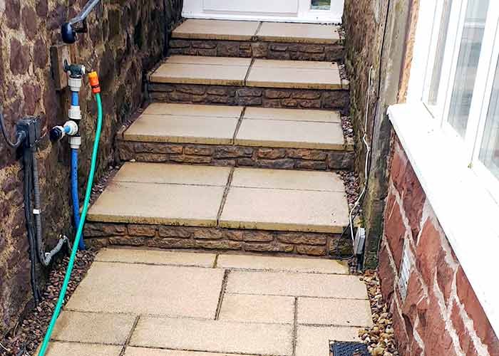 Brick and Stone Steps Cleaned